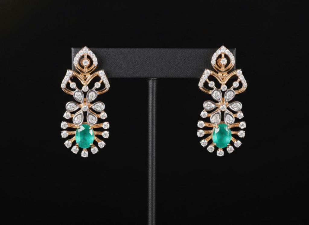 Butta bomma earrings Green diamond