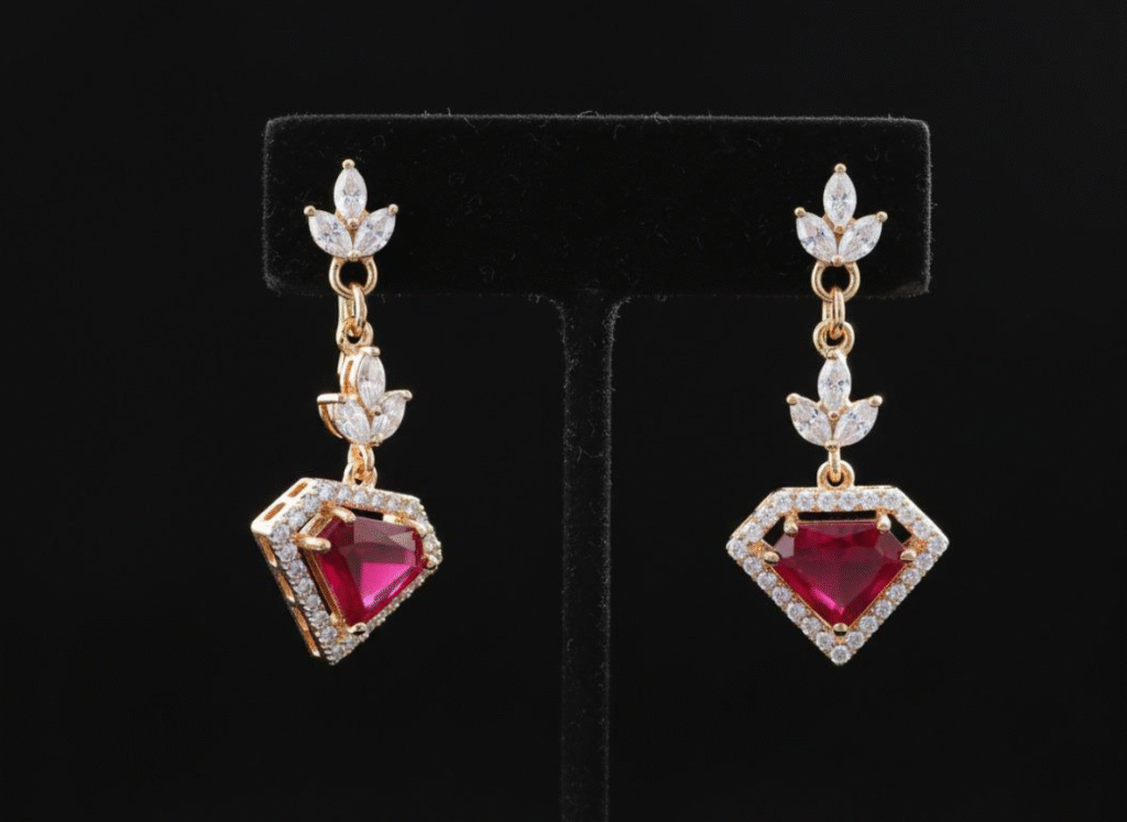 Butta Bomma Earrings Red Diamond